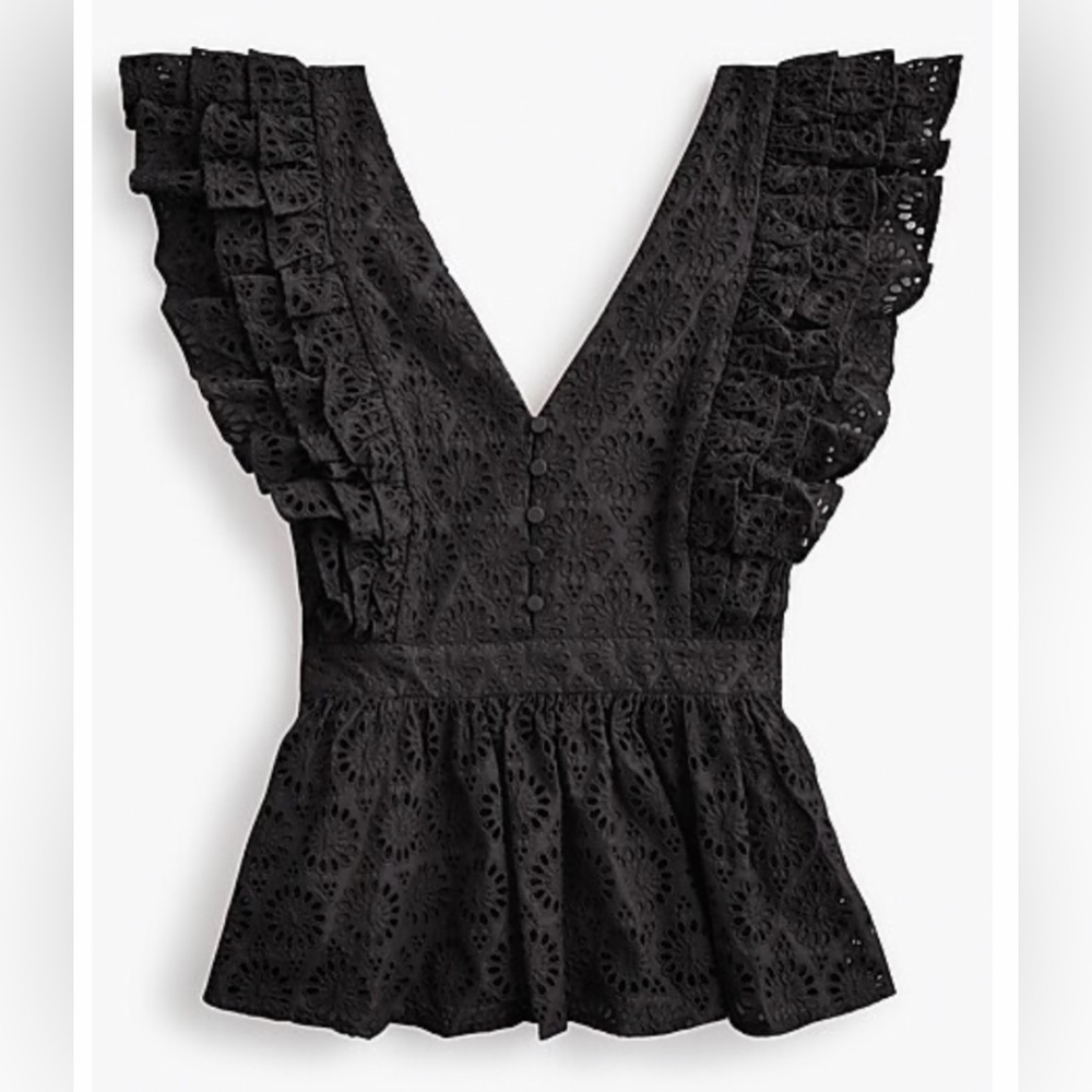 JCREW Collection Flutter sleeve fitted eyelet top